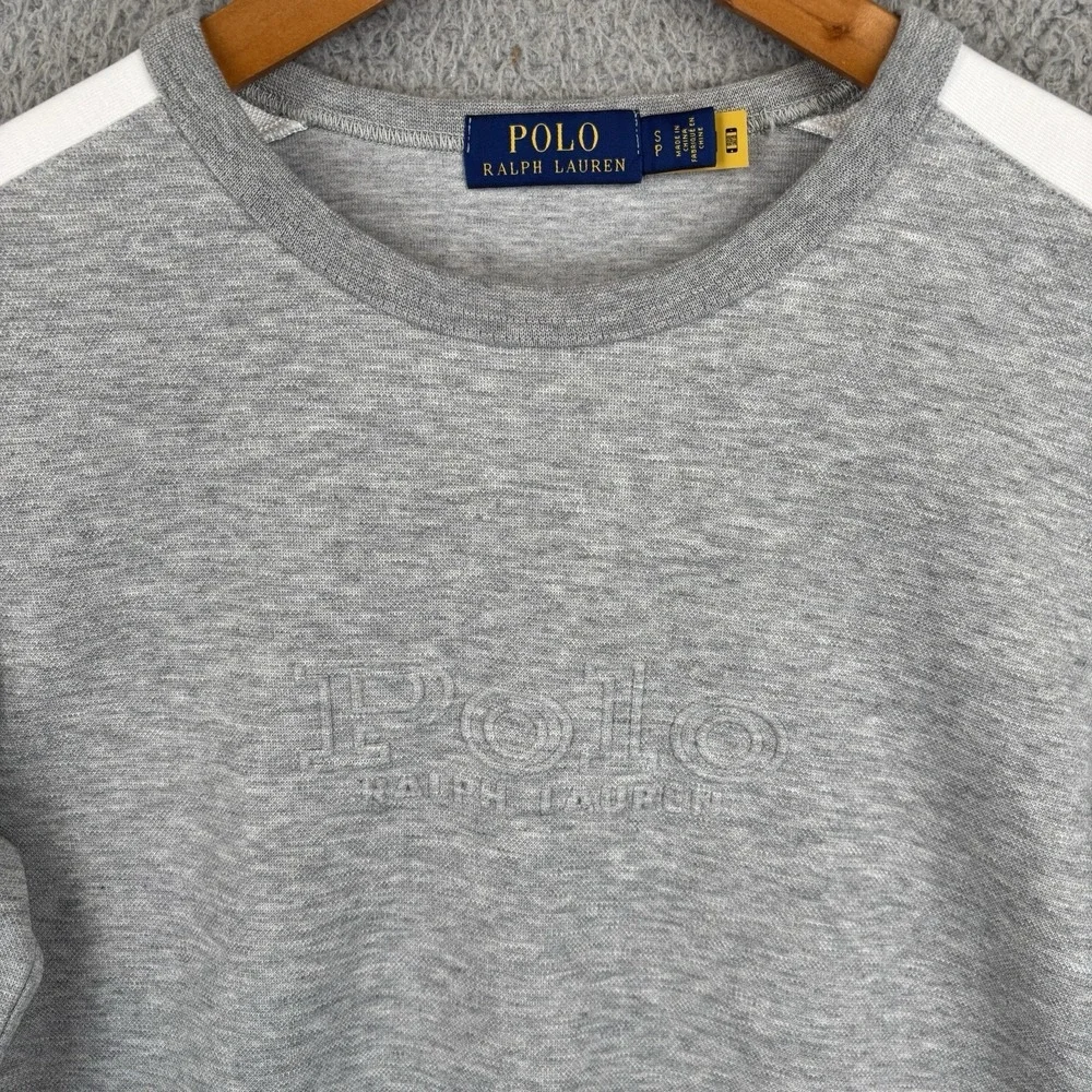 Polo Ralph Lauren Sweatshirt Mens Small Heather Gray Spell Out‎ Logo Crewneck